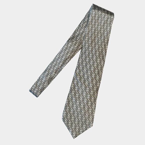 Gucci Gray and White Silk Tie - 100% Silk - Picture 1 of 5